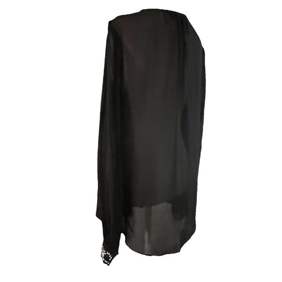 Elizabeth And James Silk Blouse Pearly Cuff Detail Black Size Medium - Picture 11 of 16